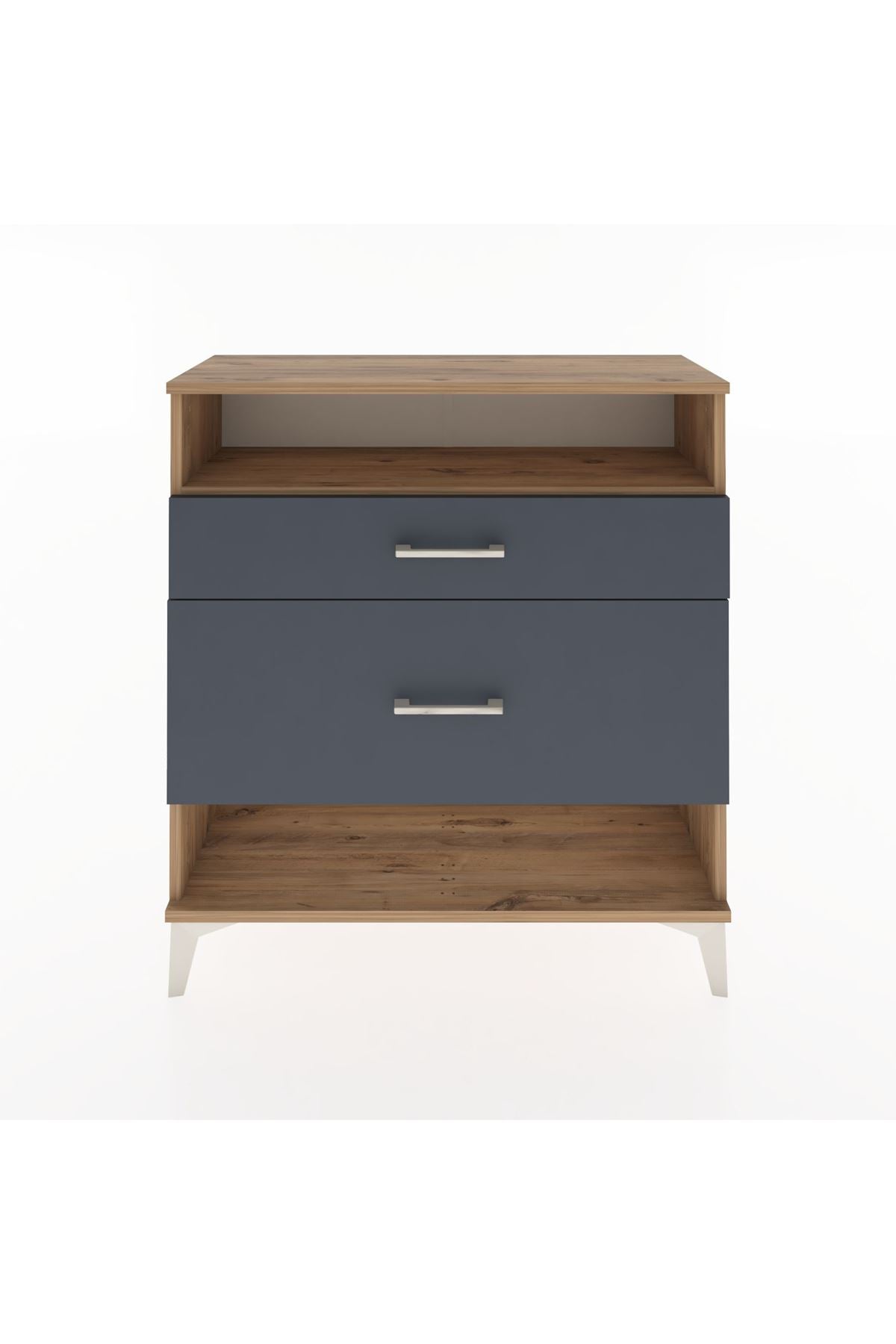 Arges Şifonyer Tek Raflı 2 Çekmeceli 88x30x96 Çam-Antrasit