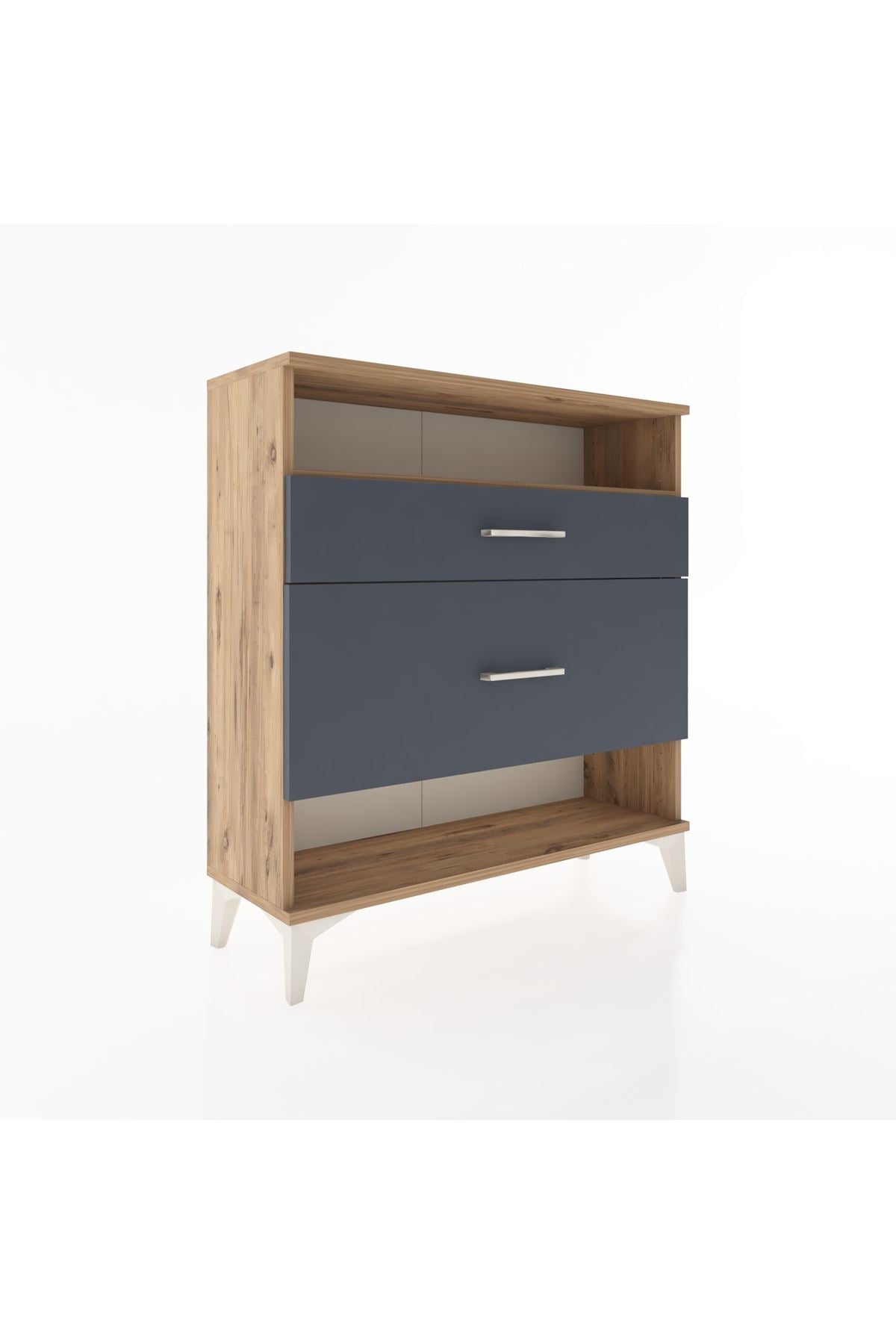 Arges Şifonyer Tek Raflı 2 Çekmeceli 88x30x96 Çam-Antrasit