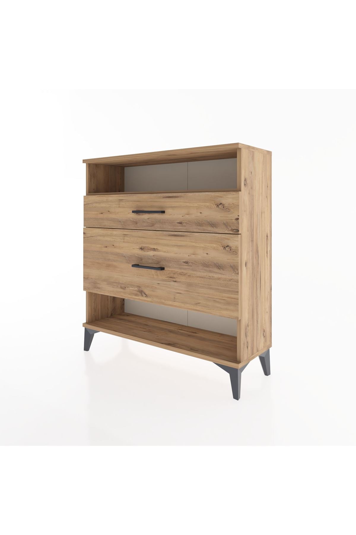 Arges Şifonyer Tek Raflı 2 Çekmeceli 88x30x96 Çam-Çam