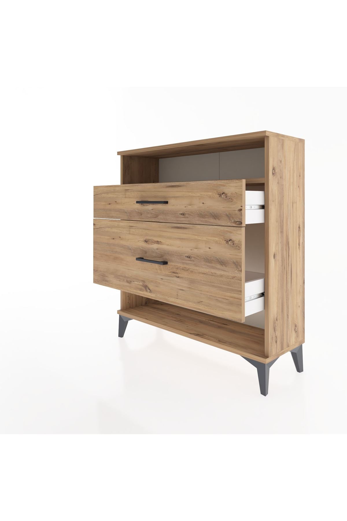 Arges Şifonyer Tek Raflı 2 Çekmeceli 88x30x96 Çam-Çam