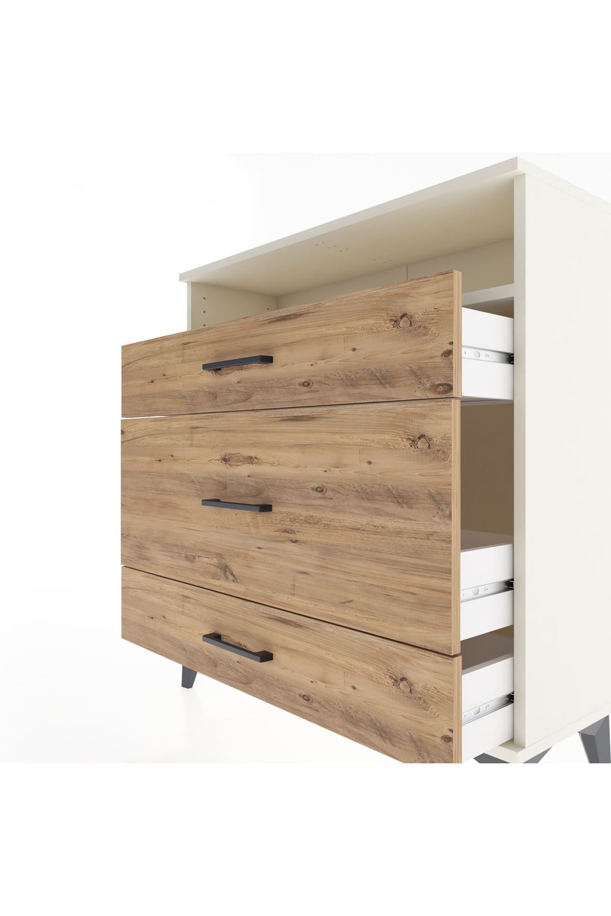 Arges Şifonyer Tek Raflı 3 Çekmeceli 88x30x96 Aytaşı-Çam