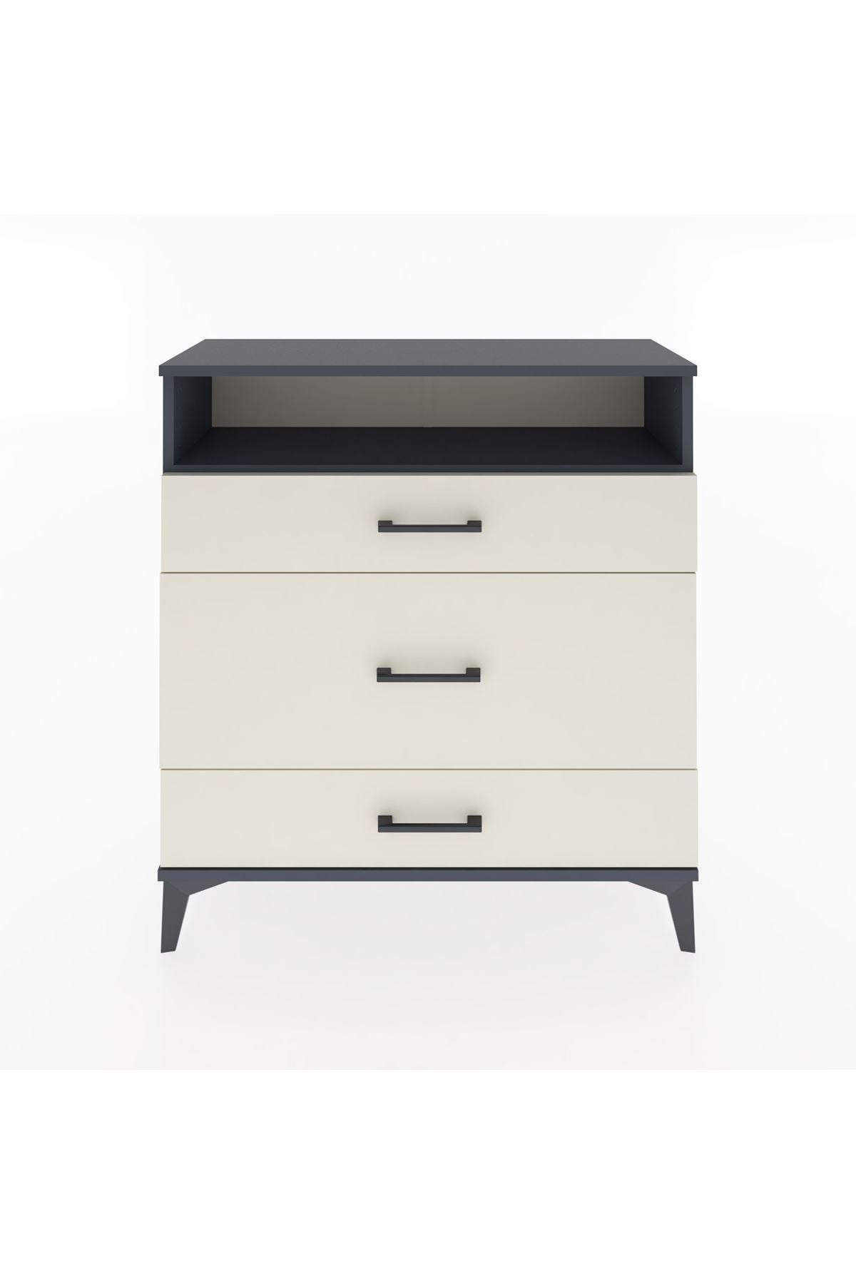 Arges Şifonyer Tek Raflı 3 Çekmeceli 88x30x96 Antrasit-Aytaşı