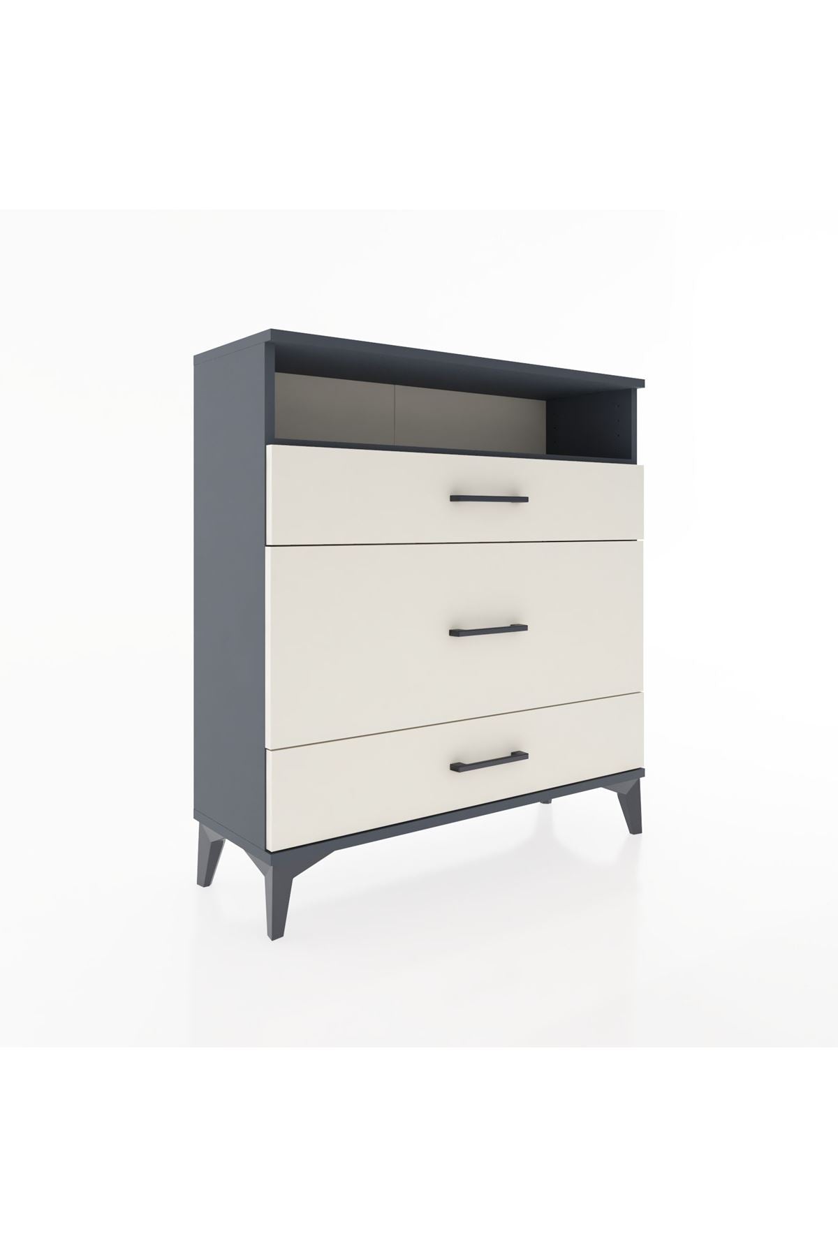 Arges Şifonyer Tek Raflı 3 Çekmeceli 88x30x96 Antrasit-Aytaşı