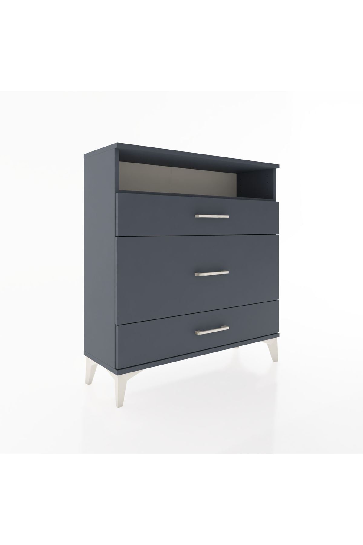 Arges Şifonyer Tek Raflı 3 Çekmeceli 88x30x96 Antrasit-Antrasit