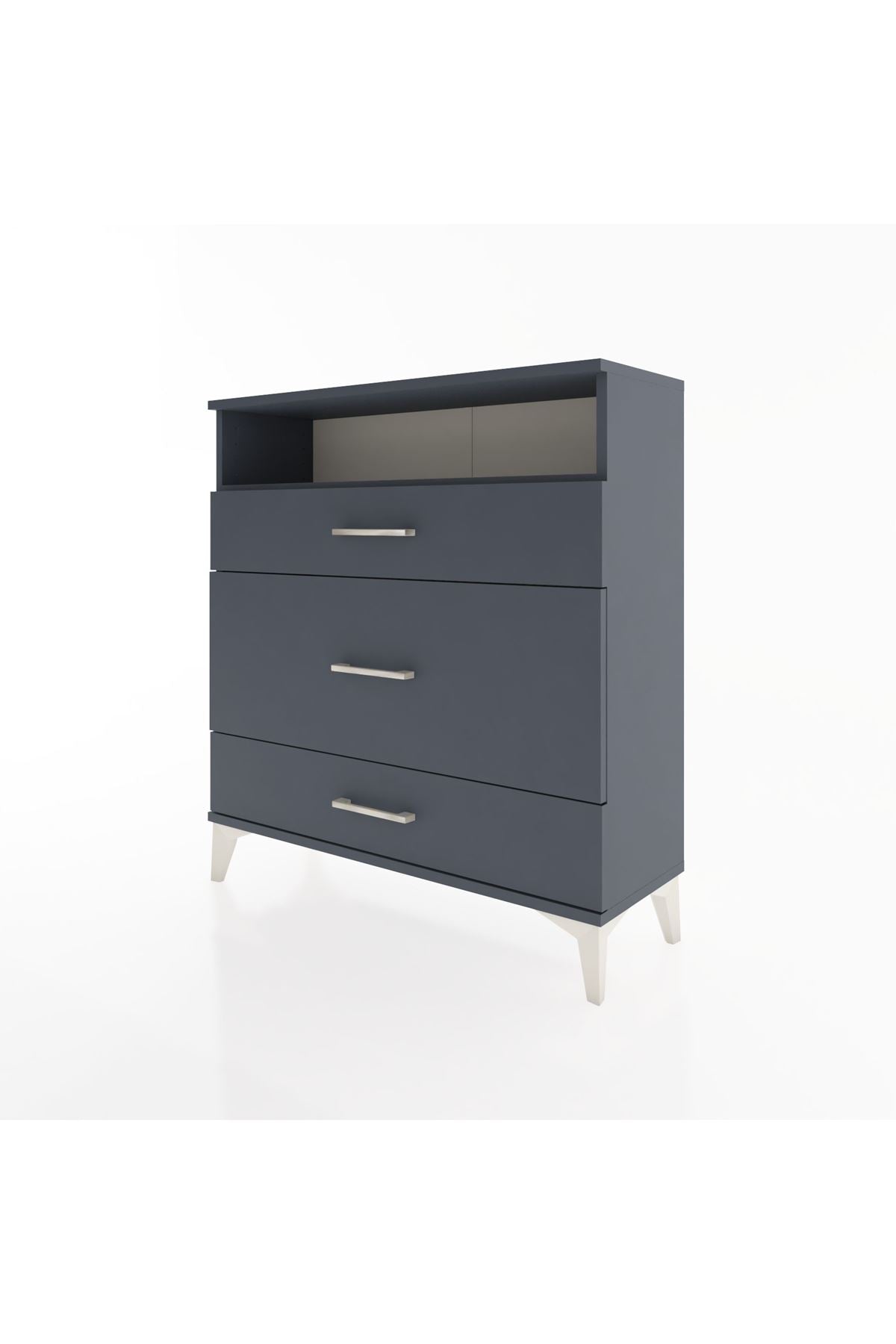 Arges Şifonyer Tek Raflı 3 Çekmeceli 88x30x96 Antrasit-Antrasit