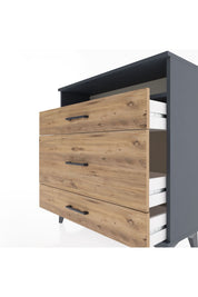 Arges Şifonyer Tek Raflı 3 Çekmeceli 88x30x96 Antrasit-Çam