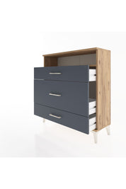 Arges Şifonyer Tek Raflı 3 Çekmeceli 88x30x96 Çam-Antrasit