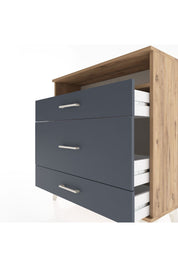 Arges Şifonyer Tek Raflı 3 Çekmeceli 88x30x96 Çam-Antrasit