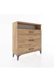 Arges Şifonyer Tek Raflı 3 Çekmeceli 88x30x96 Çam-Çam