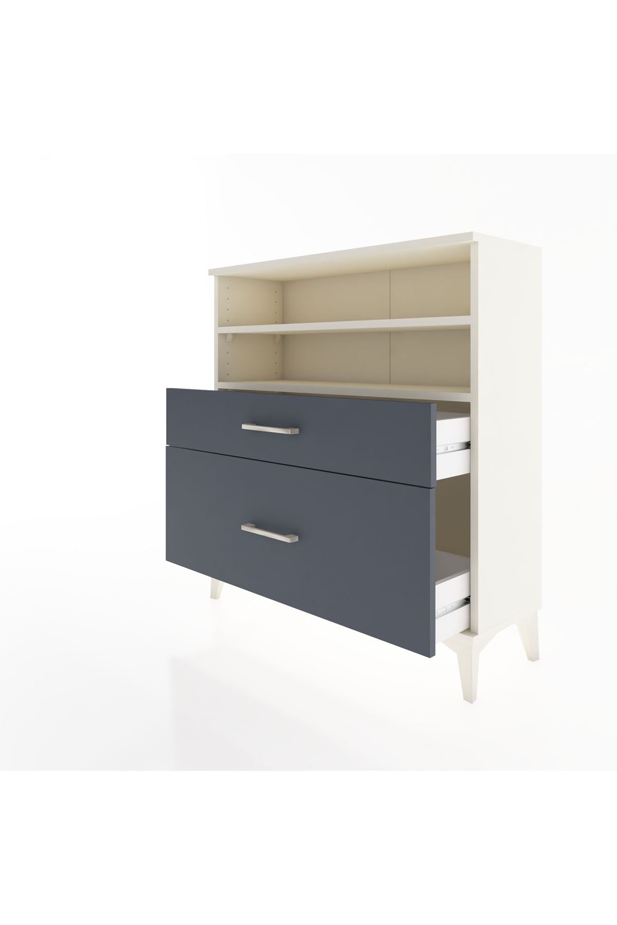 Arges Şifonyer 2 Raflı 2 Çekmeceli 88x30x96 Aytaşı-Antrasit