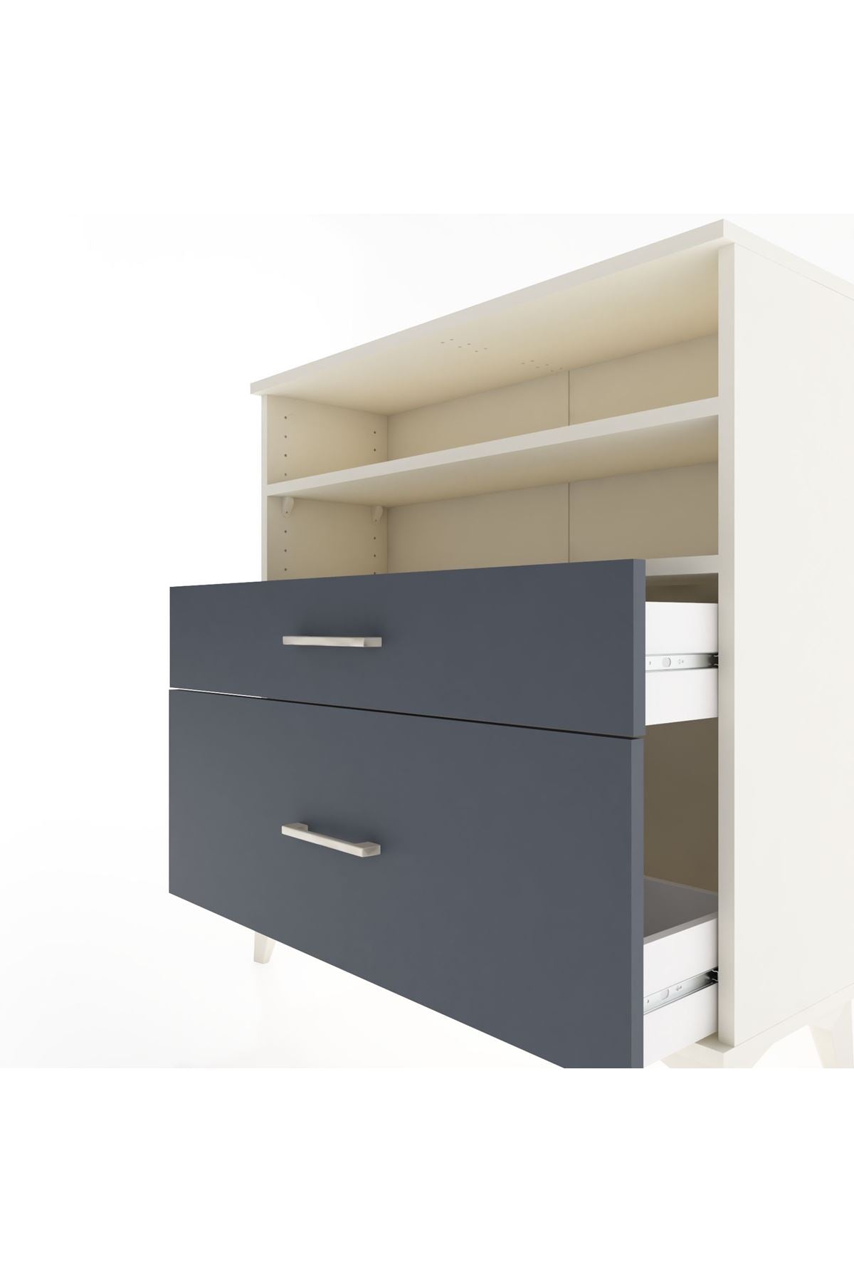 Arges Şifonyer 2 Raflı 2 Çekmeceli 88x30x96 Aytaşı-Antrasit