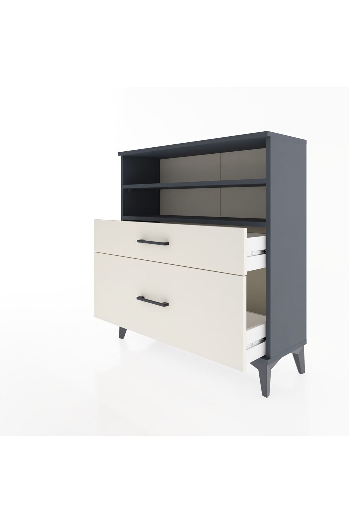 Arges Şifonyer 2 Raflı 2 Çekmeceli 88x30x96 Antrasit-Aytaşı