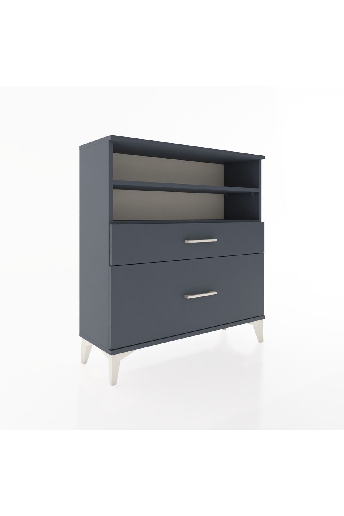 Arges Şifonyer 2 Raflı 2 Çekmeceli 88x30x96 Antrasit-Antrasit