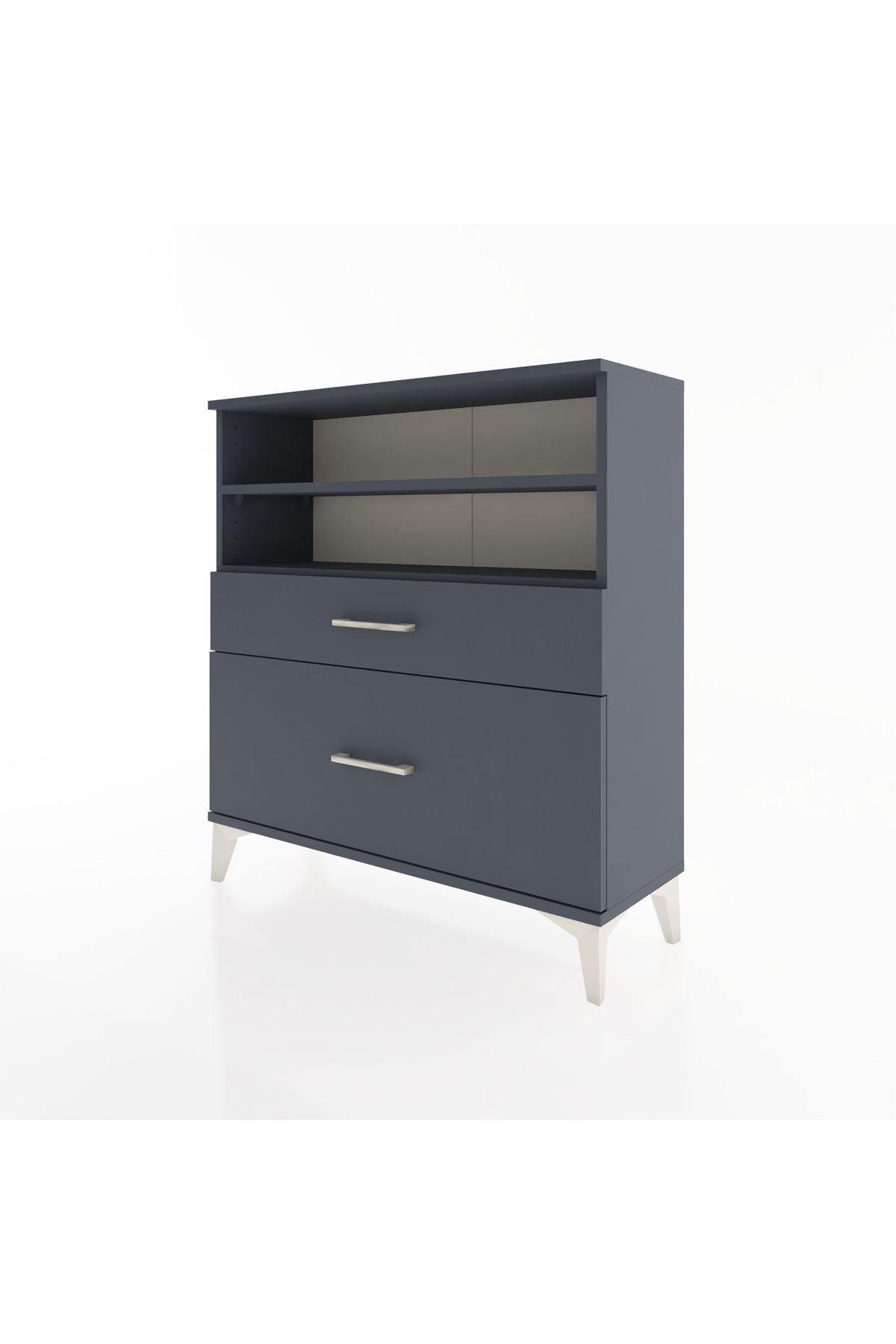 Arges Şifonyer 2 Raflı 2 Çekmeceli 88x30x96 Antrasit-Antrasit