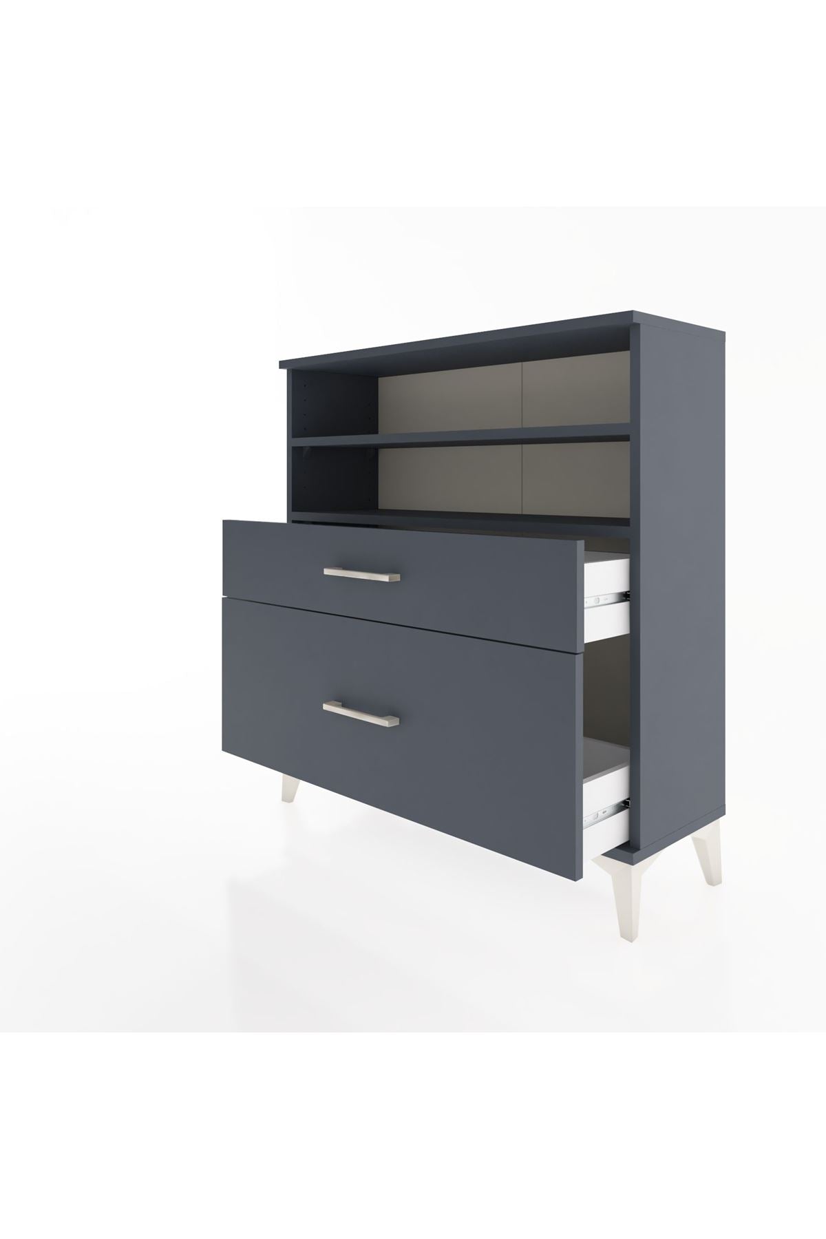 Arges Şifonyer 2 Raflı 2 Çekmeceli 88x30x96 Antrasit-Antrasit