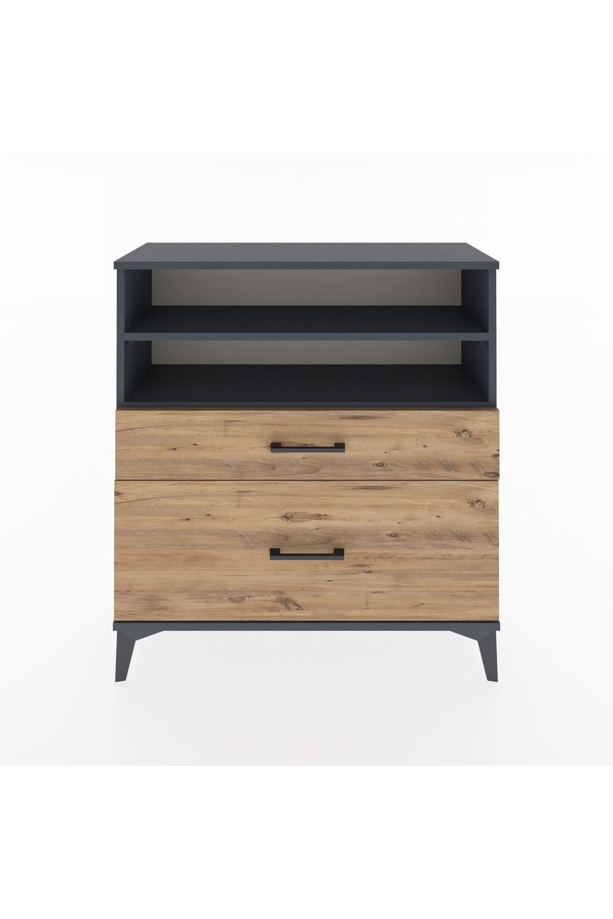 Arges Şifonyer 2 Raflı 2 Çekmeceli 88x30x96 Antrasit-Çam