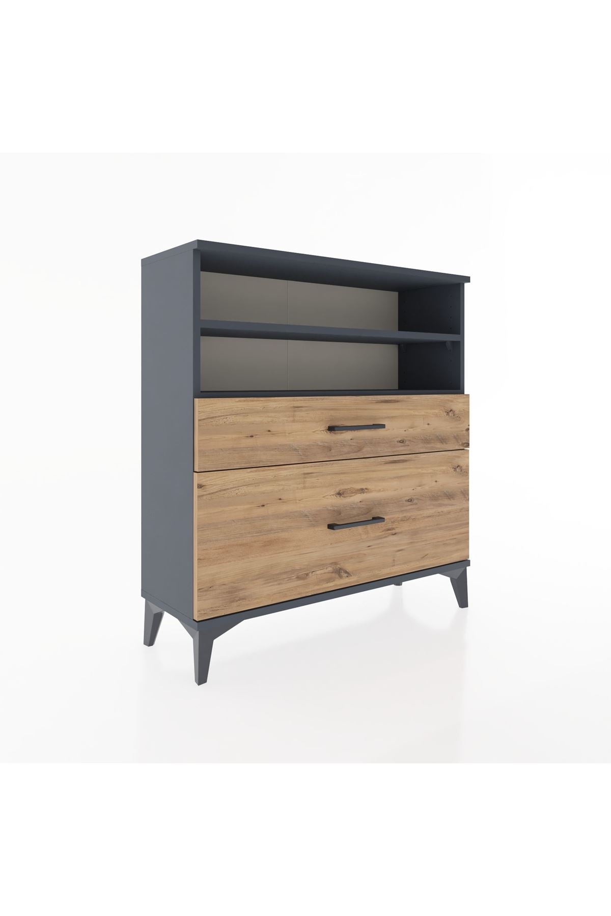 Arges Şifonyer 2 Raflı 2 Çekmeceli 88x30x96 Antrasit-Çam