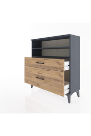 Arges Şifonyer 2 Raflı 2 Çekmeceli 88x30x96 Antrasit-Çam