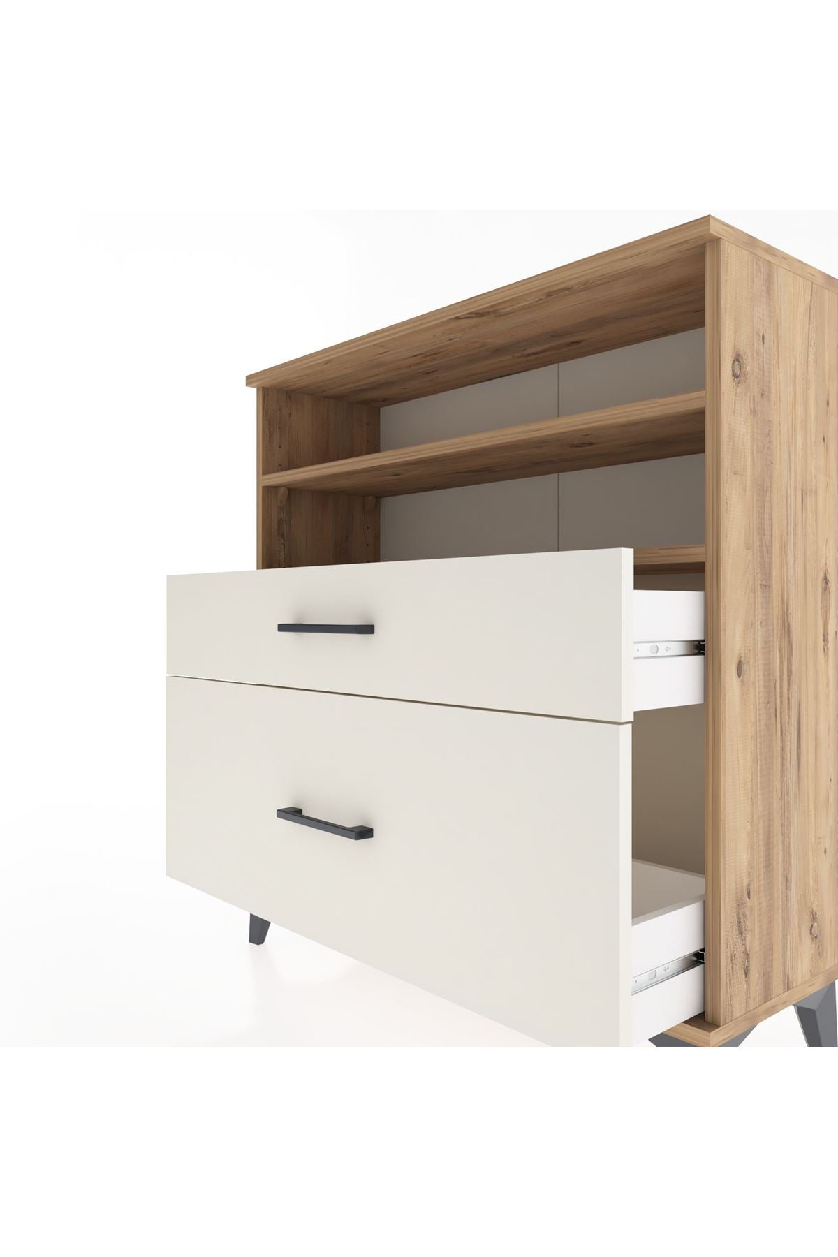 Arges Şifonyer 2 Raflı 2 Çekmeceli 88x30x96 Çam-Aytaşı