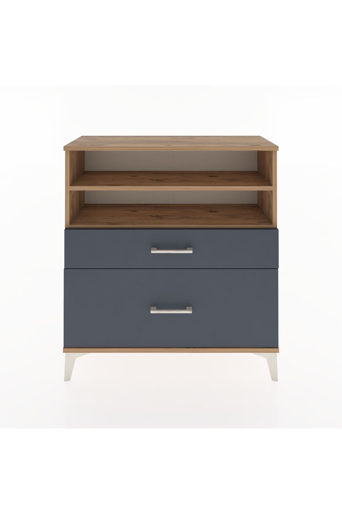 Arges Şifonyer 2 Raflı 2 Çekmeceli 88x30x96 Çam-Antrasit