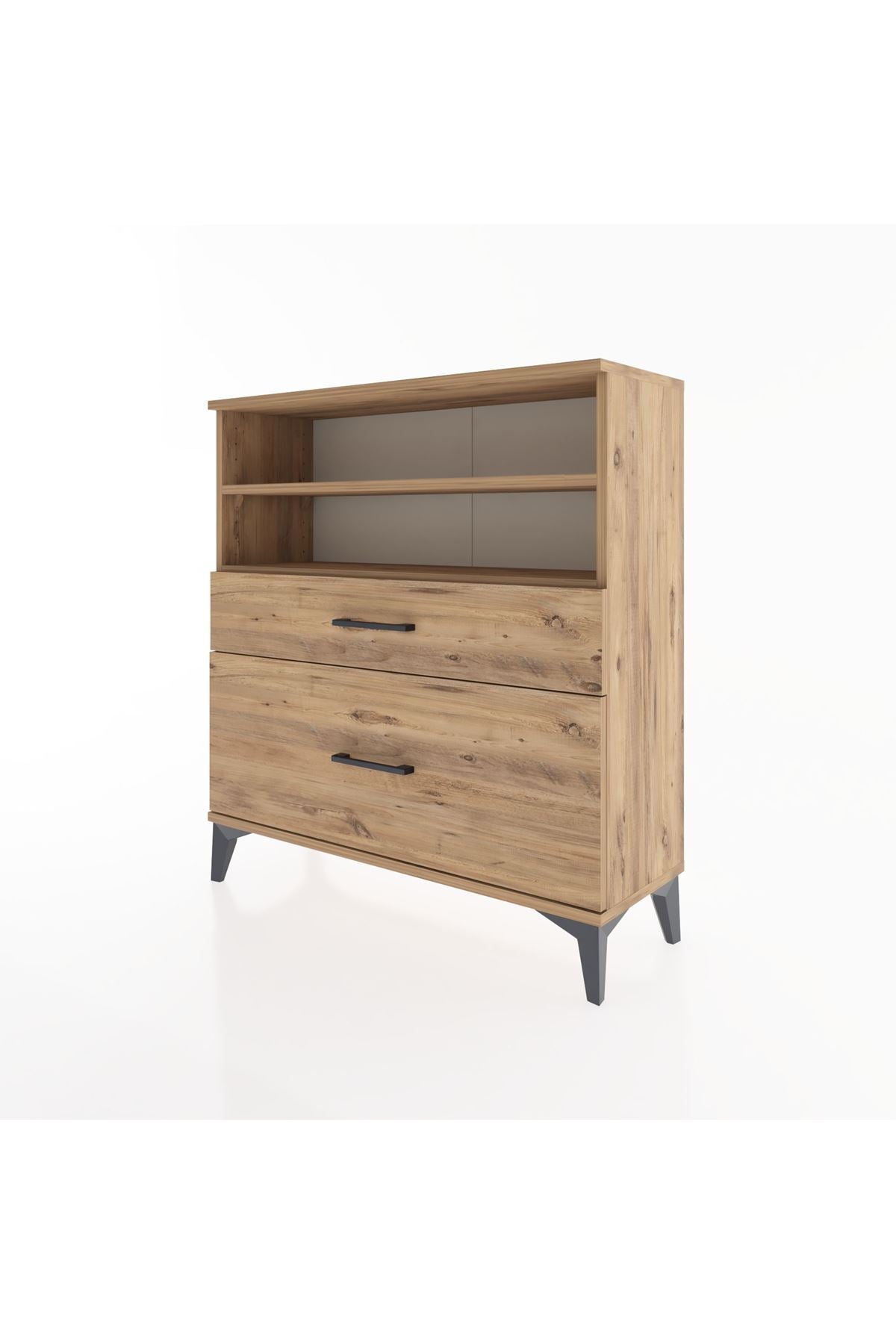 Arges Şifonyer 2 Raflı 2 Çekmeceli 88x30x96 Çam-Çam