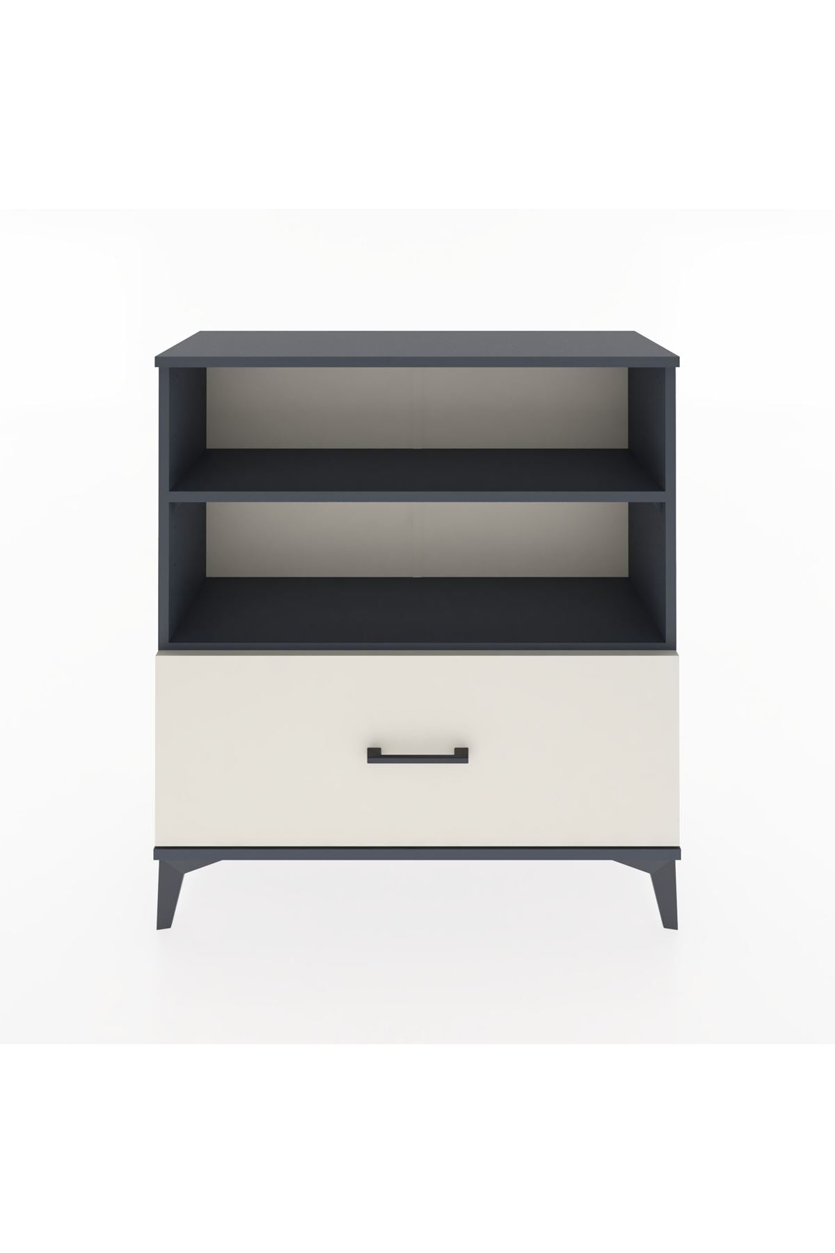 Arges Şifonyer 2 Raflı Tek Çekmeceli 88x30x96 Antrasit-Aytaşı
