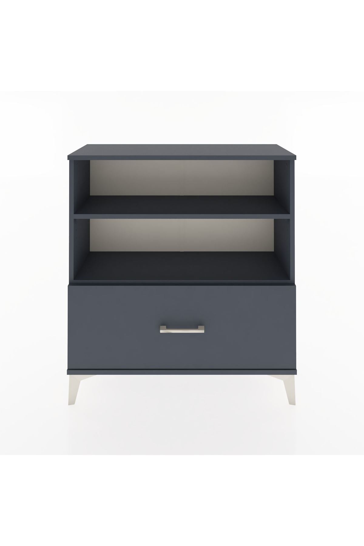 Arges Şifonyer 2 Raflı Tek Çekmeceli 88x30x96 Antrasit-Antrasit