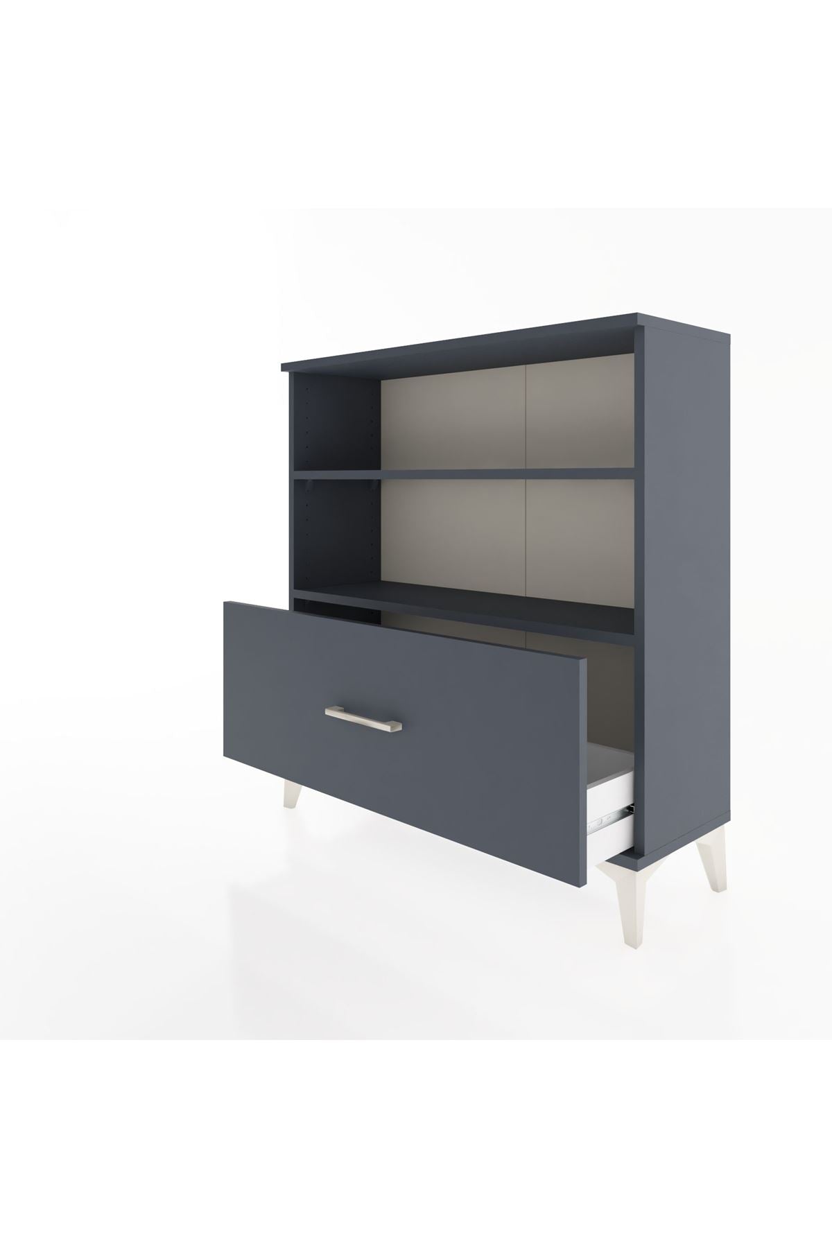 Arges Şifonyer 2 Raflı Tek Çekmeceli 88x30x96 Antrasit-Antrasit