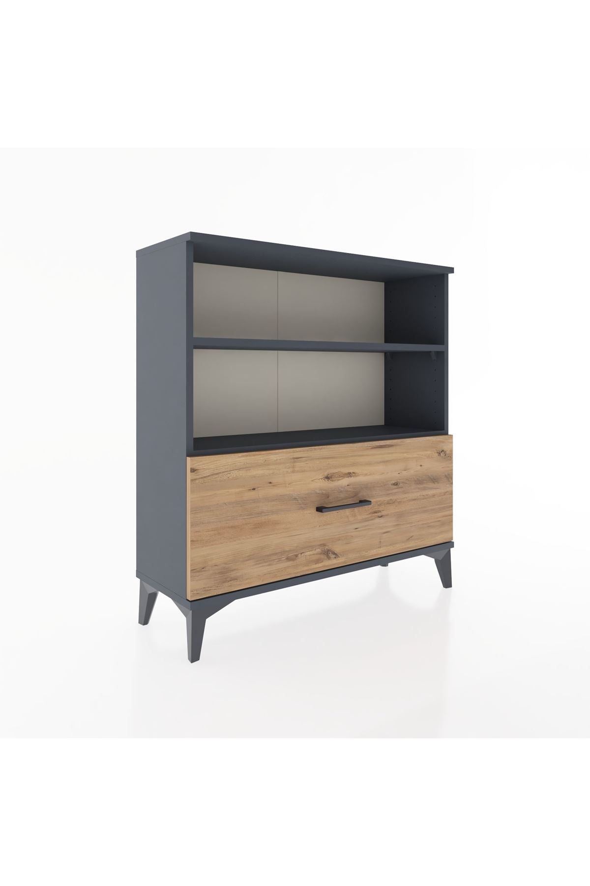 Arges Şifonyer 2 Raflı Tek Çekmeceli 88x30x96 Antrasit-Çam