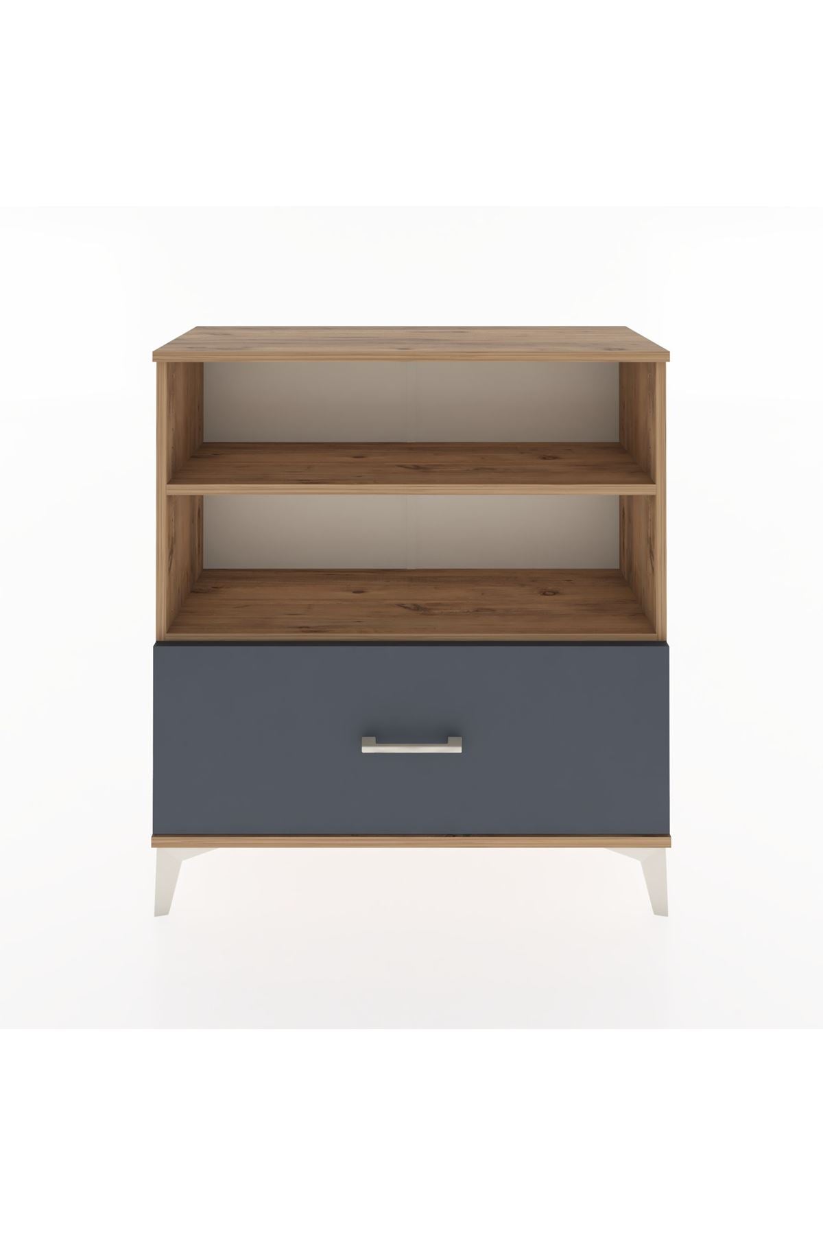 Arges Şifonyer 2 Raflı Tek Çekmeceli 88x30x96 Çam-Antrasit