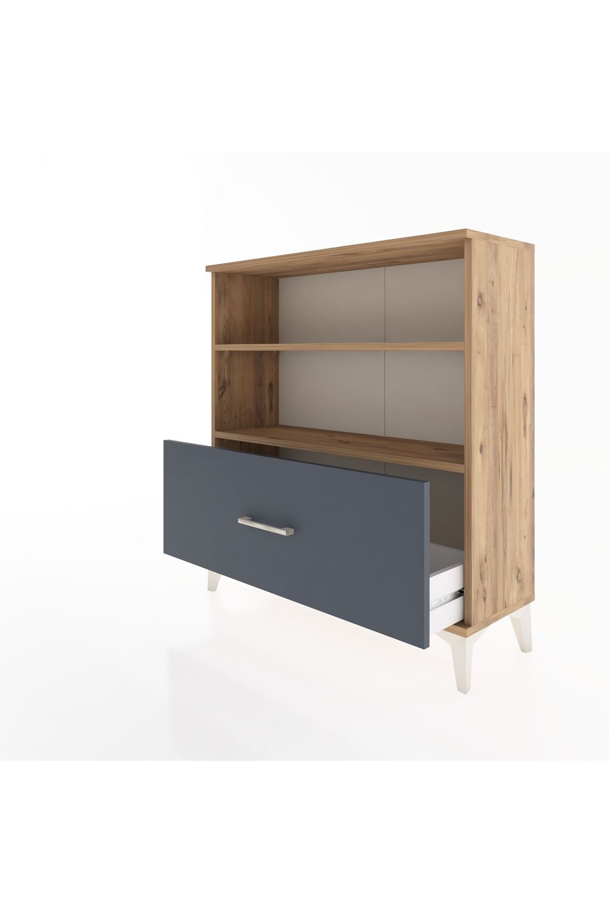 Arges Şifonyer 2 Raflı Tek Çekmeceli 88x30x96 Çam-Antrasit