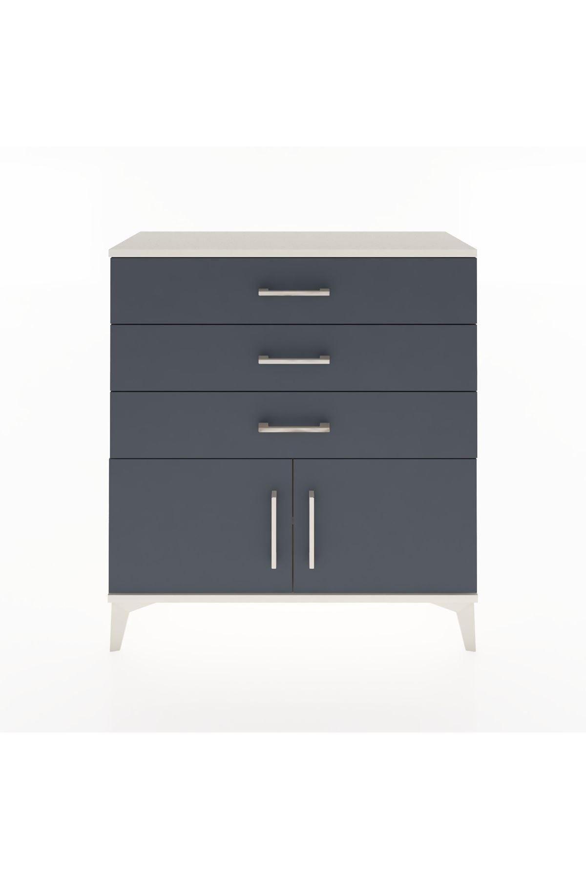 Arges Şifonyer Tek Raflı 3 Çekmeceli 2 Kapaklı 88x30x96 Aytaşı-Antrasit