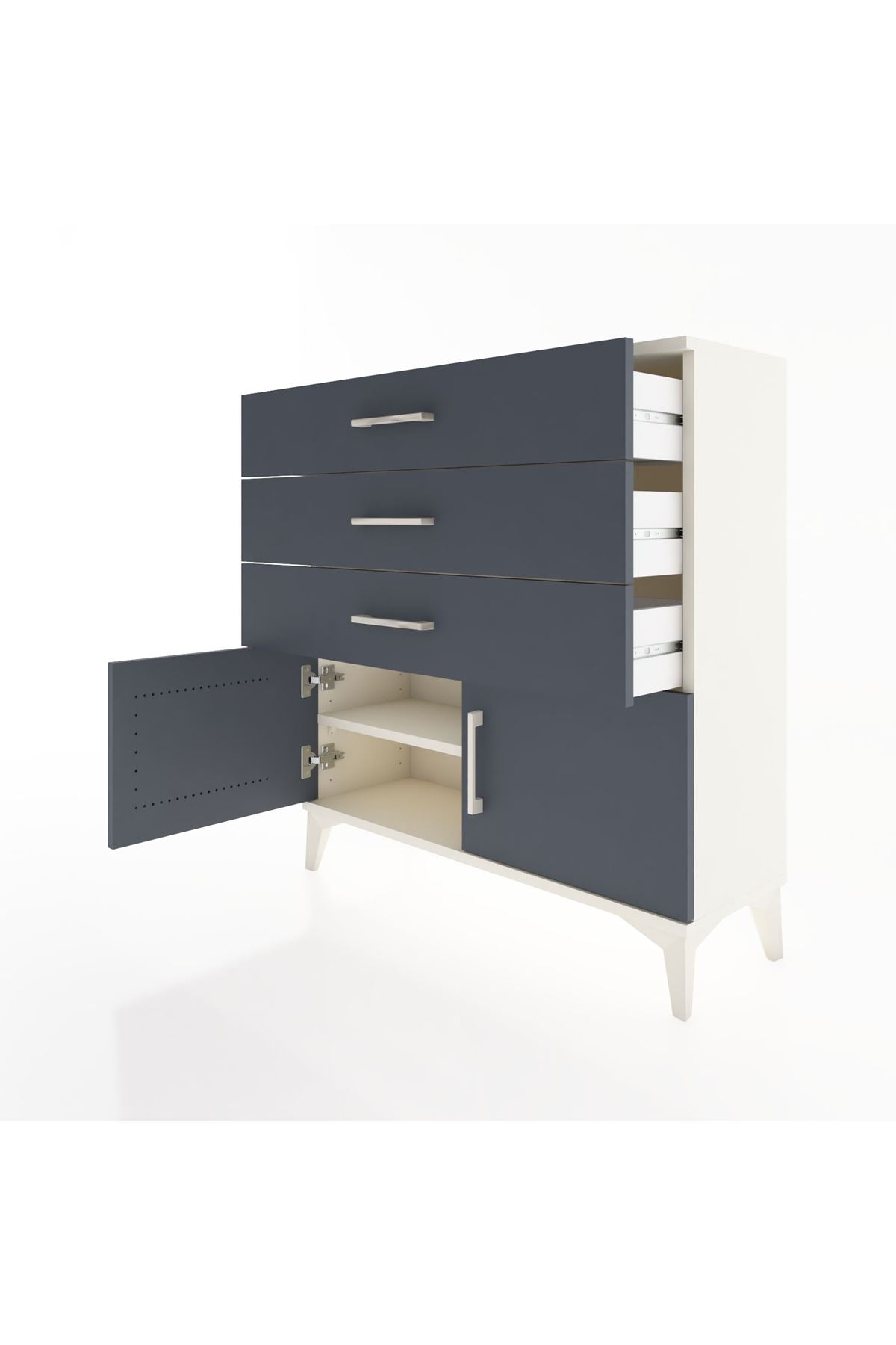 Arges Şifonyer Tek Raflı 3 Çekmeceli 2 Kapaklı 88x30x96 Aytaşı-Antrasit