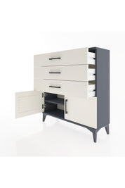 Arges Şifonyer Tek Raflı 3 Çekmeceli 2 Kapaklı 88x30x96 Antrasit-Aytaşı