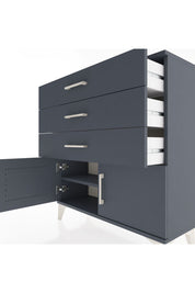 Arges Şifonyer Tek Raflı 3 Çekmeceli 2 Kapaklı 88x30x96 Antrasit-Antrasit