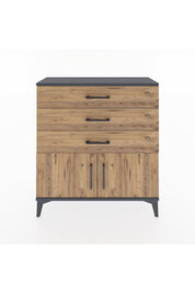 Arges Şifonyer Tek Raflı 3 Çekmeceli 2 Kapaklı 88x30x96 Antrasit-Çam