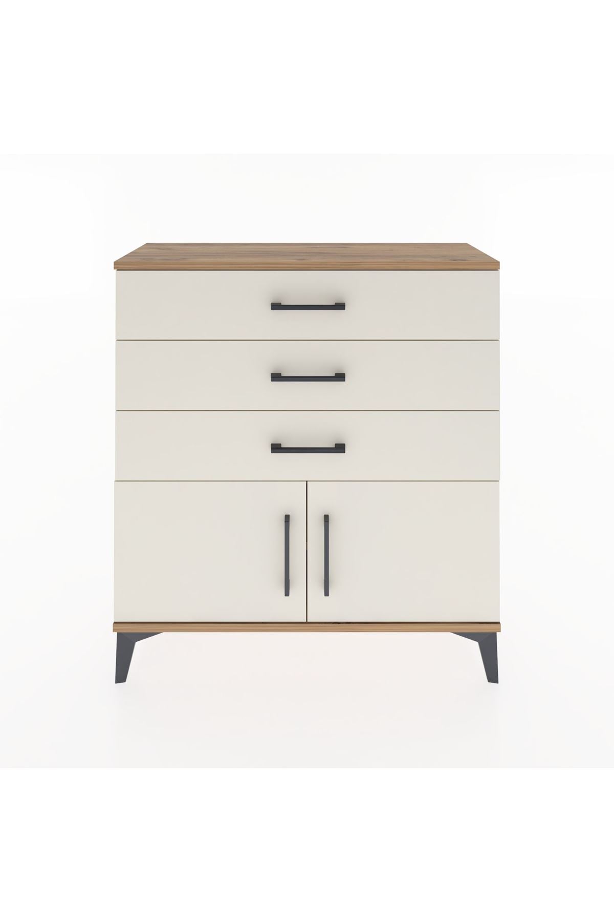 Arges Şifonyer Tek Raflı 3 Çekmeceli 2 Kapaklı 88x30x96 Çam-Aytaşı