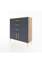 Arges Şifonyer Tek Raflı 3 Çekmeceli 2 Kapaklı 88x30x96 Çam-Antrasit