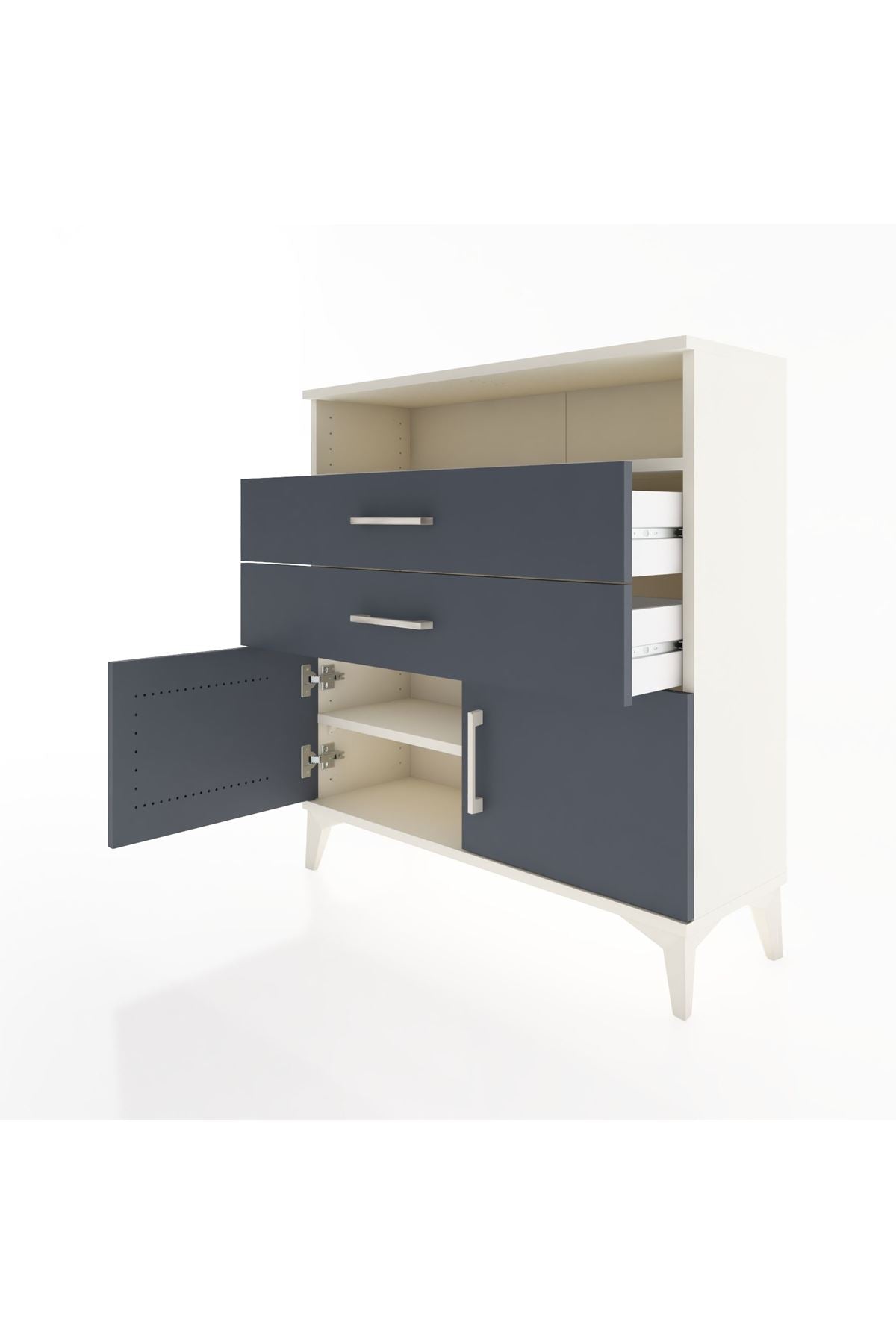 Arges Şifonyer 2 Raflı 2 Çekmeceli 2 Kapaklı 88x30x96 Aytaşı-Antrasit