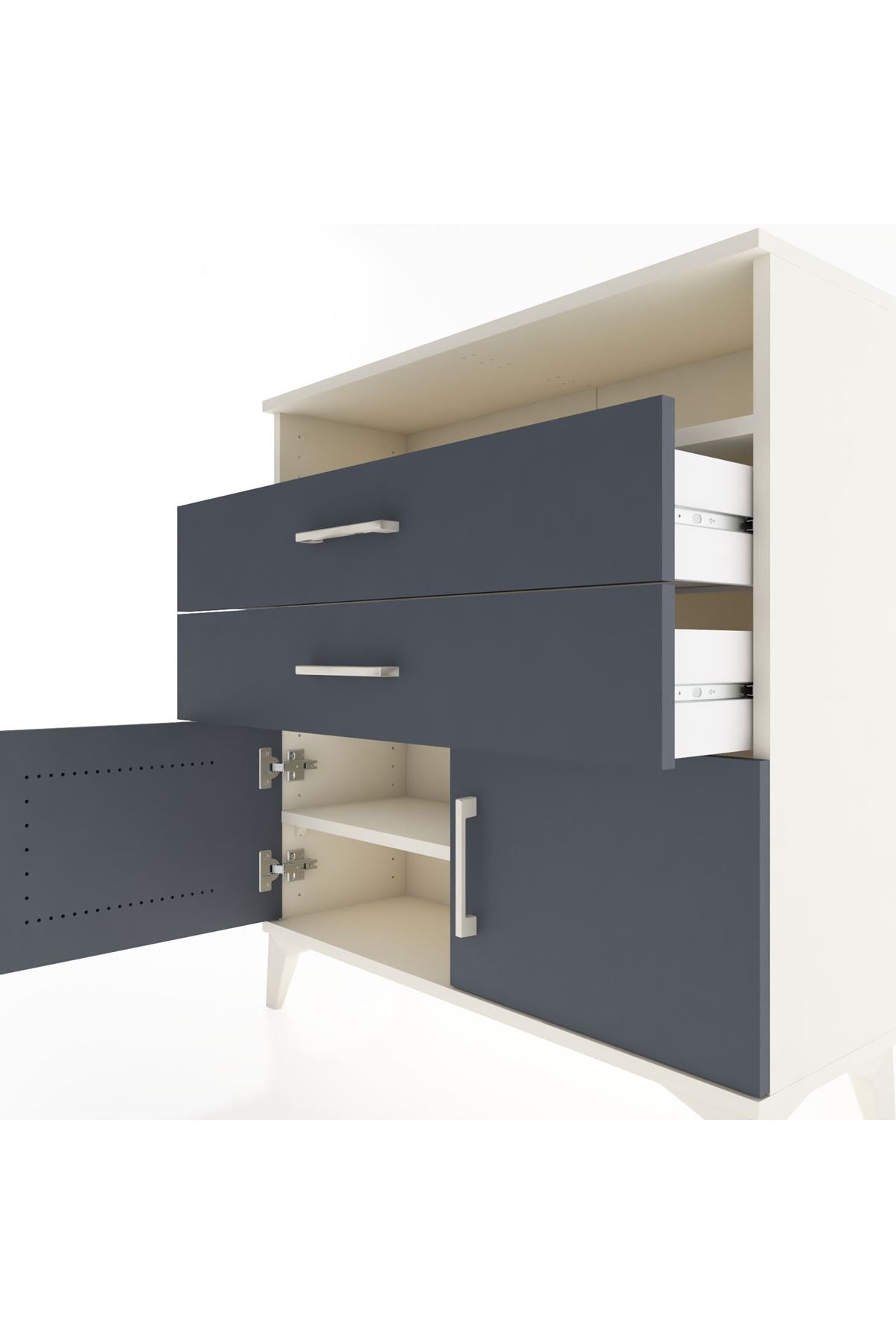 Arges Şifonyer 2 Raflı 2 Çekmeceli 2 Kapaklı 88x30x96 Aytaşı-Antrasit