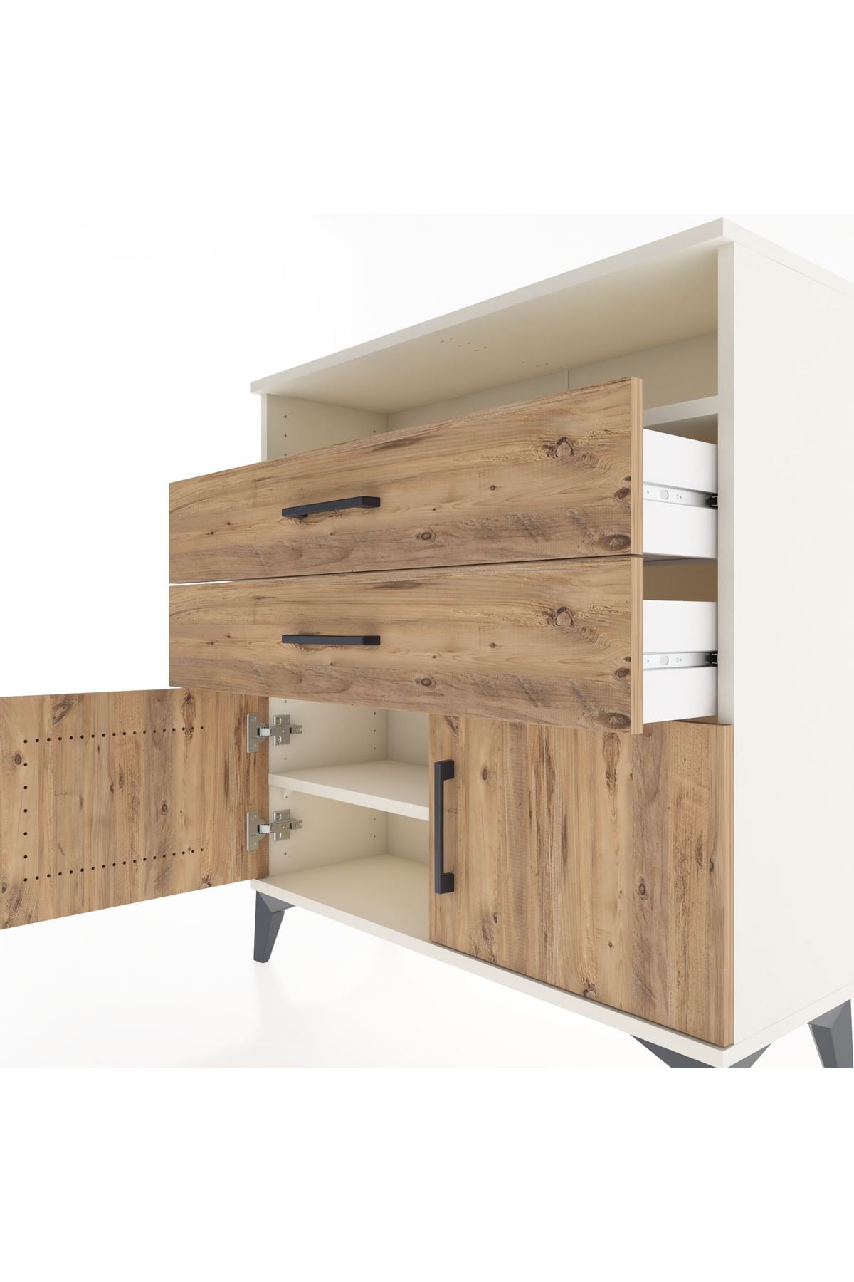 Arges Şifonyer 2 Raflı 2 Çekmeceli 2 Kapaklı 88x30x96 Aytaşı-Çam