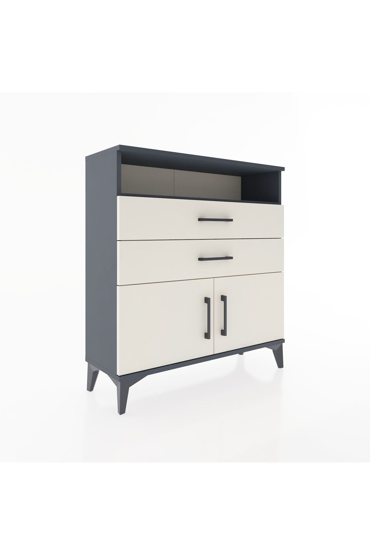 Arges Şifonyer 2 Raflı 2 Çekmeceli 2 Kapaklı 88x30x96 Antrasit-Aytaşı