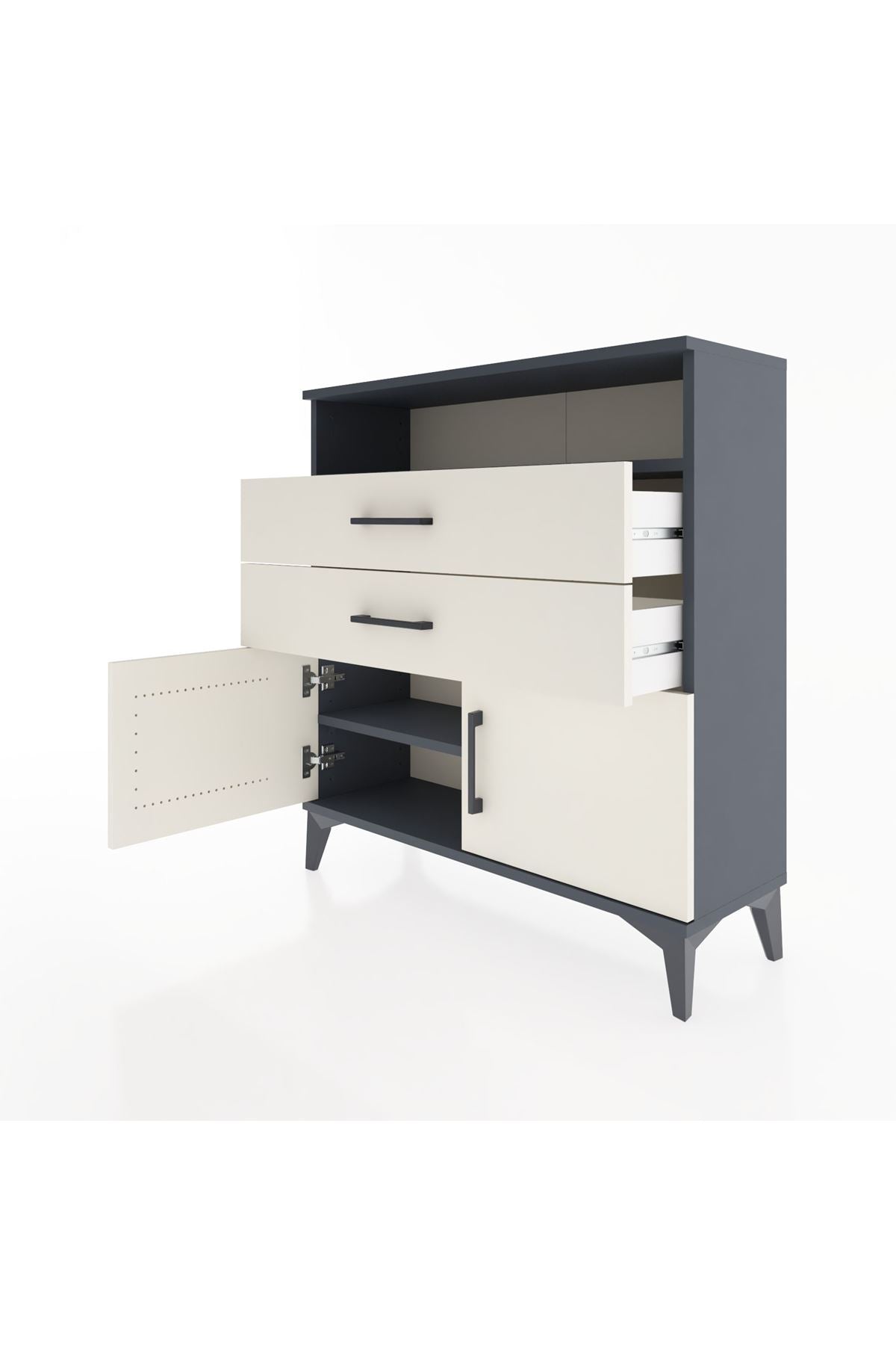 Arges Şifonyer 2 Raflı 2 Çekmeceli 2 Kapaklı 88x30x96 Antrasit-Aytaşı