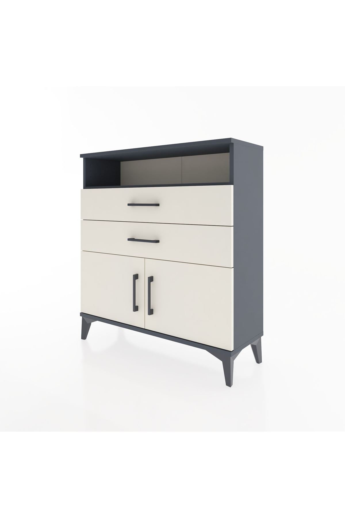 Arges Şifonyer 2 Raflı 2 Çekmeceli 2 Kapaklı 88x30x96 Antrasit-Aytaşı