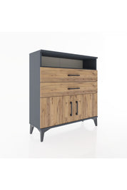 Arges Şifonyer 2 Raflı 2 Çekmeceli 2 Kapaklı 88x30x96 Antrasit-Çam
