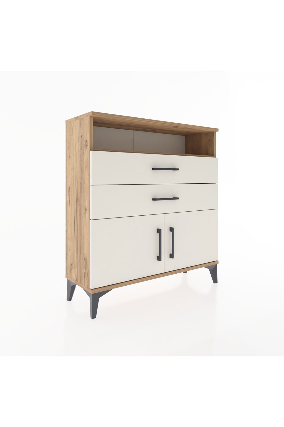 Arges Şifonyer 2 Raflı 2 Çekmeceli 2 Kapaklı 88x30x96 Çam-Aytaşı