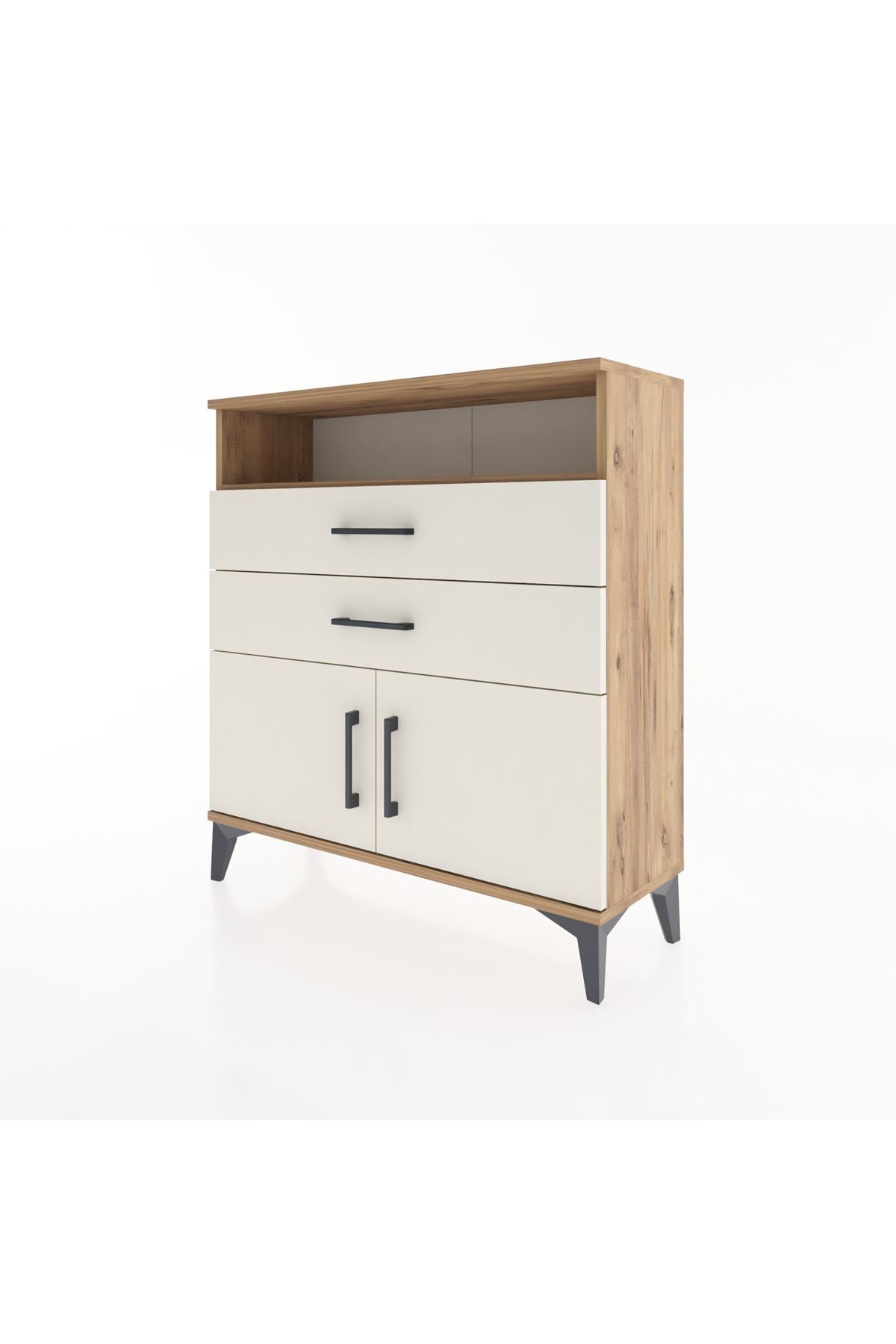 Arges Şifonyer 2 Raflı 2 Çekmeceli 2 Kapaklı 88x30x96 Çam-Aytaşı