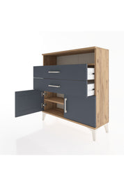 Arges Şifonyer 2 Raflı 2 Çekmeceli 2 Kapaklı 88x30x96 Çam-Antrasit