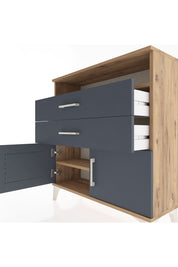 Arges Şifonyer 2 Raflı 2 Çekmeceli 2 Kapaklı 88x30x96 Çam-Antrasit