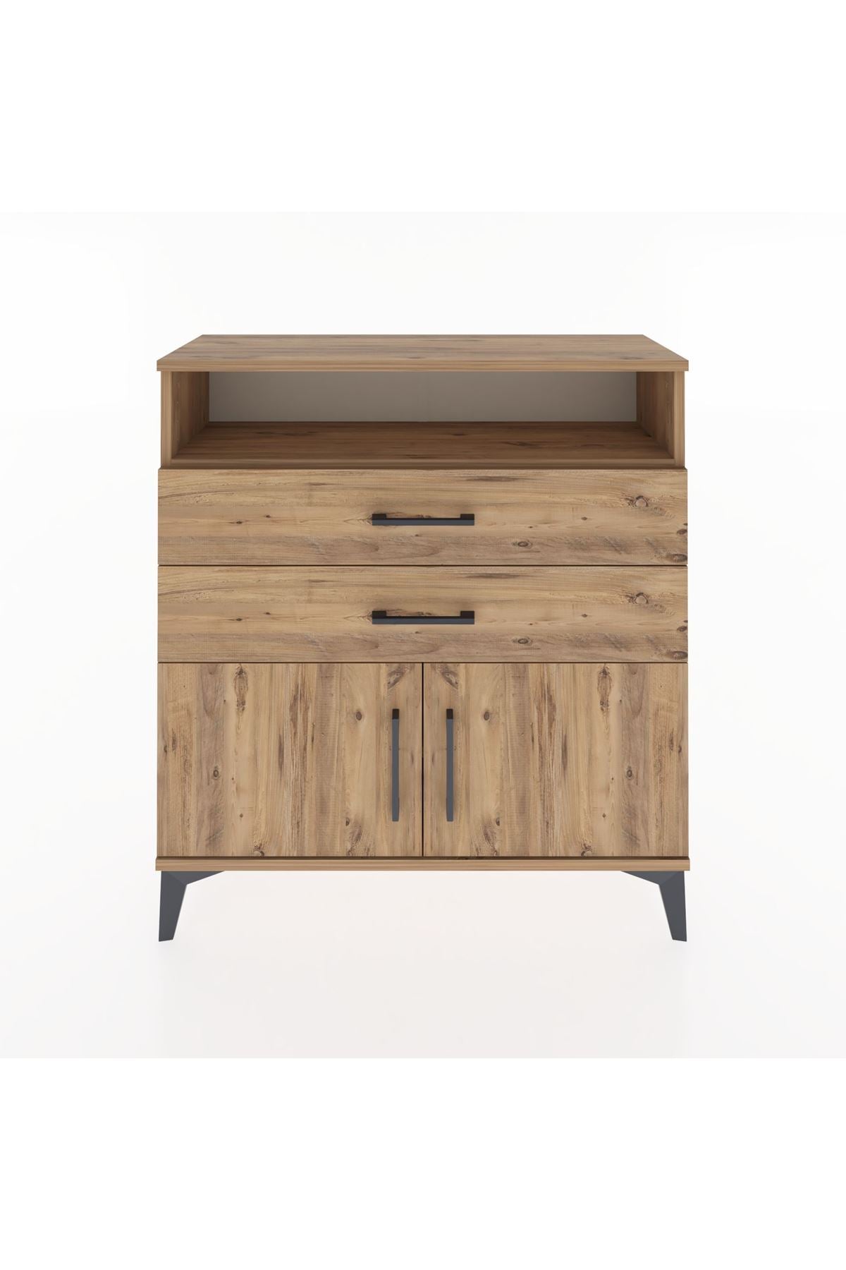 Arges Şifonyer 2 Raflı 2 Çekmeceli 2 Kapaklı 88x30x96 Çam-Çam